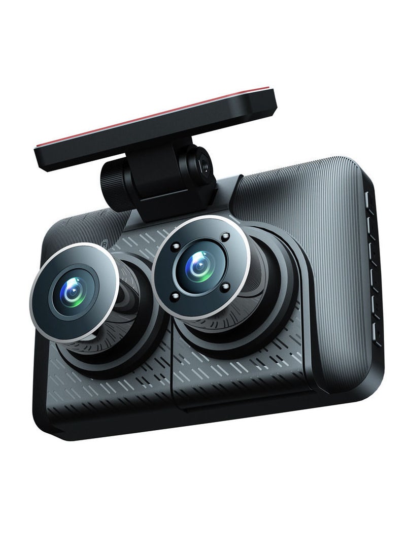 3 Cameras Dash Cam 4in Clear Car Rearview Mirror Car Video Recording Camcorder Wide Angle Car Camera Recorder Auto Safety Driving Recorder - Image 2
