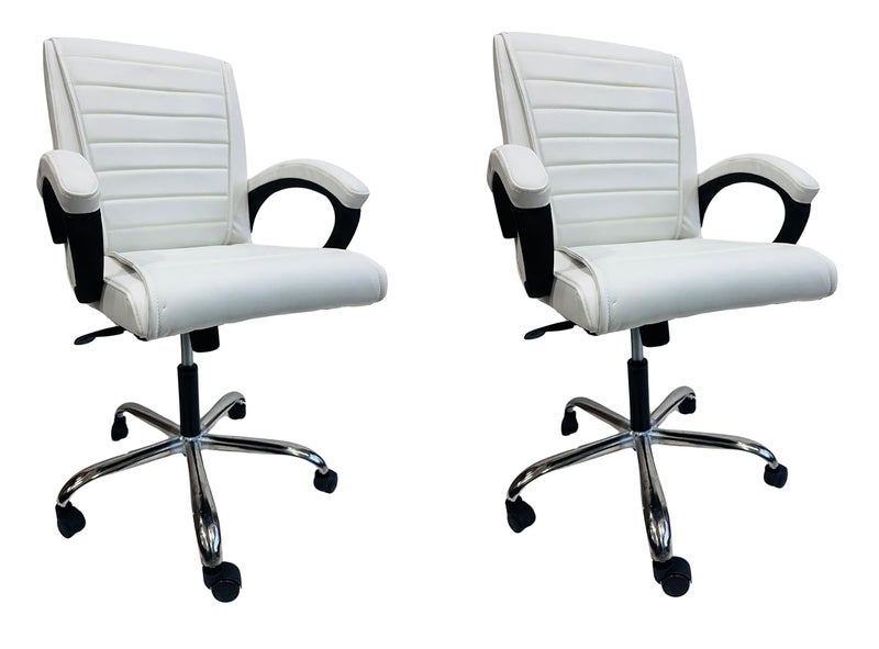 P P CHAIR Executive Comfortable Relaxing revolving Chair for Office Work at Home Office revolving Chair 2 White Standard