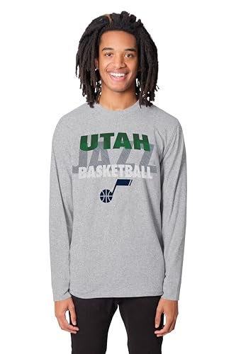 Ultra Game NBA Official Mens Super Soft Supreme Long Sleeve TShirt Unisex Utah Jazz Heather Gray Medium - Image 3