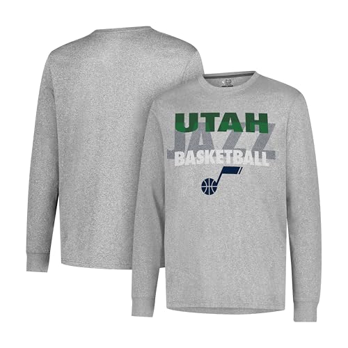 Ultra Game NBA Official Mens Super Soft Supreme Long Sleeve TShirt Unisex Utah Jazz Heather Gray Medium - Image 1