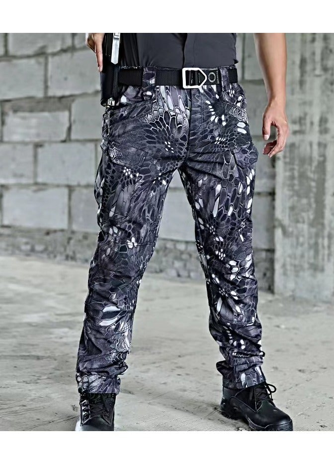 Loquat Men Autumn Special Forces Camouflage Pants Overalls Multi-bag Pants 
