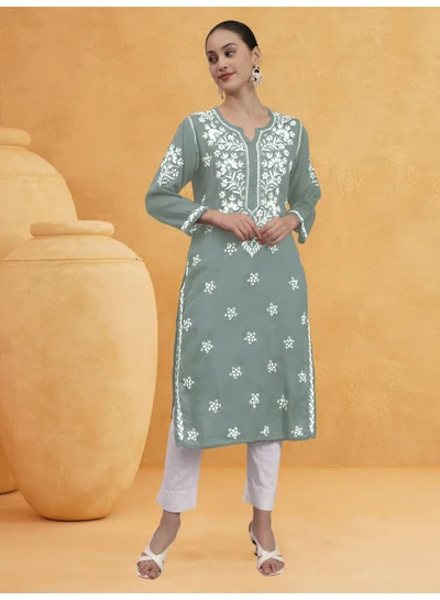 Alaya Hand Embroidered Chikankari Modal Kurta-AL4059