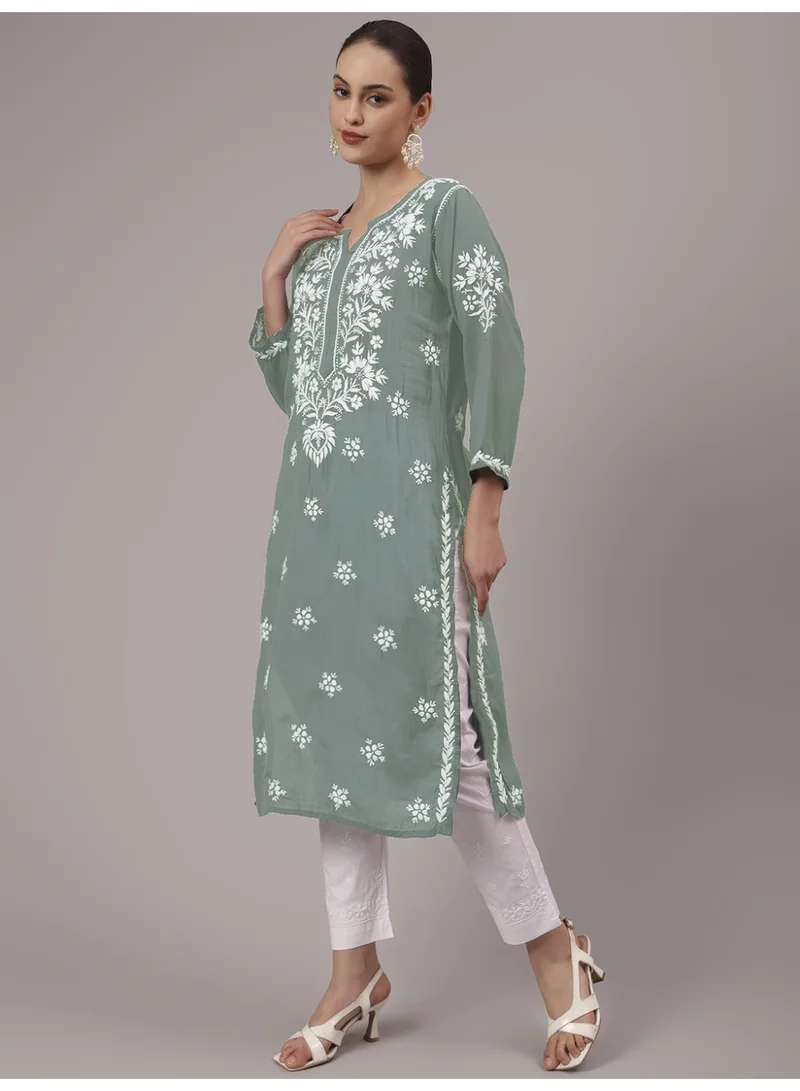 Alaya Hand Embroidered Chikankari Modal Kurta-AL4059