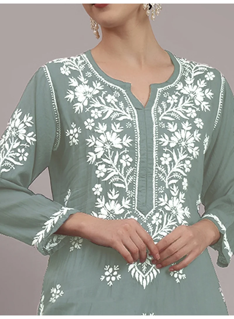 Alaya Hand Embroidered Chikankari Modal Kurta-AL4059