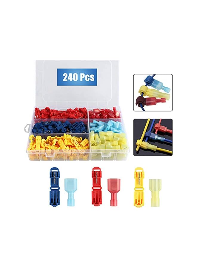 The Bros 240PCS T-Tap Wire Connectors, Self-Stripping Quick Splice Electrical Wire Terminals, Insulated Male Quick Disconnect Spade Terminals Assortment Kit with Storage Case (240) - Image 2