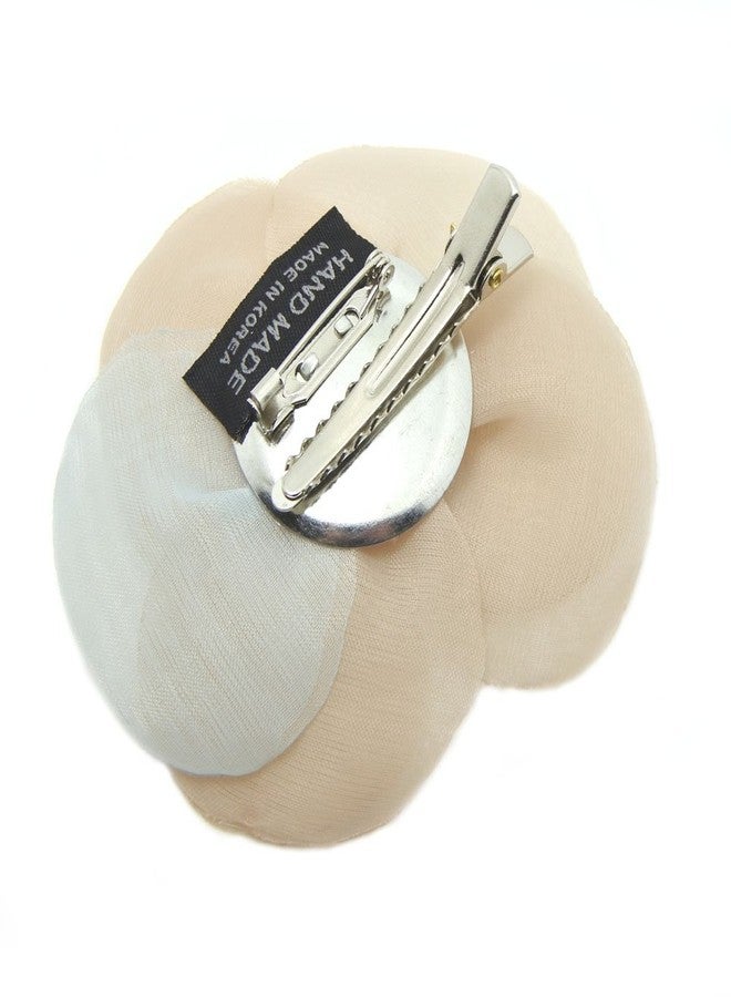 Meilliwish Elegant Silk Cloth Beautiful Flower Hair Claw Clip Hair Pin for Women (A93)(Khaki) - Image 2