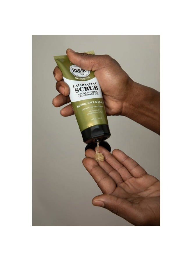 SOFT SHEEN Carson Magic Men's Grooming Facial Exfoliating Scrub, Softens, Smooths and Clarify, With Cocoa Butter and Cedarwood Oil for Beard, Skin and Scalp, 6.7 fluid ounces - Image 4