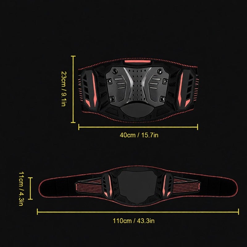 Sulaite Waist Belt: Red S-M Size Back Hard Shell & EVA Foam Pad Shock Absorption - TPU Flank Guard Adjustable Double Belts for Motorcycle Riders Long-Time Riding Waist Support - Image 3