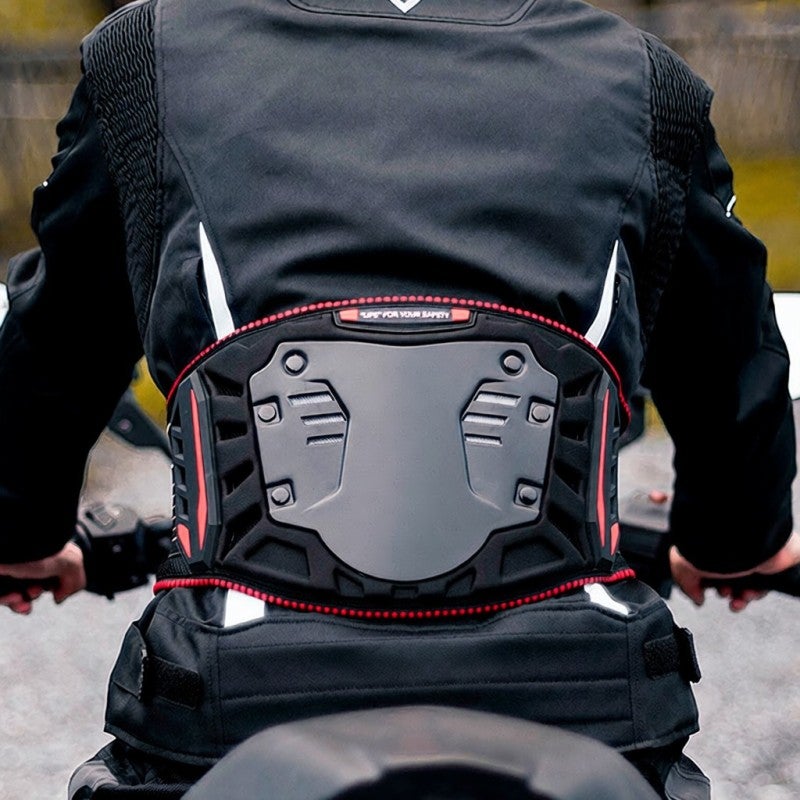 Sulaite Waist Belt: Red S-M Size Back Hard Shell & EVA Foam Pad Shock Absorption - TPU Flank Guard Adjustable Double Belts for Motorcycle Riders Long-Time Riding Waist Support - Image 4
