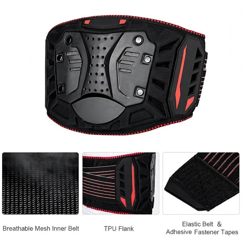 Sulaite Waist Belt: Red S-M Size Back Hard Shell & EVA Foam Pad Shock Absorption - TPU Flank Guard Adjustable Double Belts for Motorcycle Riders Long-Time Riding Waist Support - Image 5
