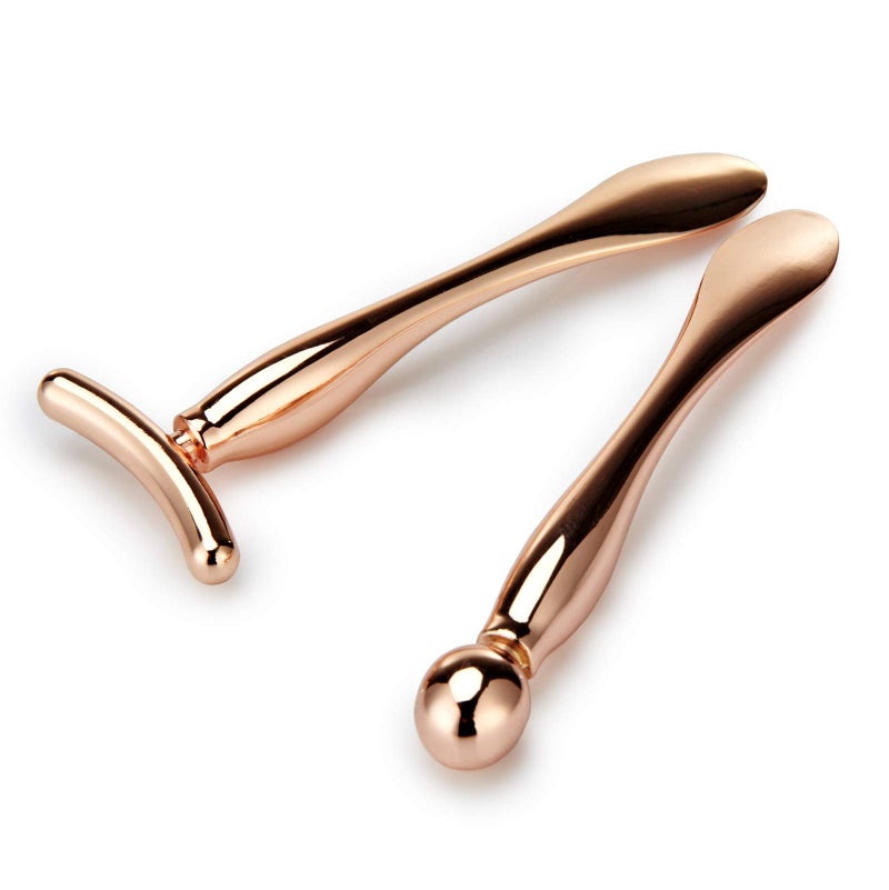 LISAPACK أداة تدليك العين المعدنية LISAPACK 2PCS لتقليل الانتفاخ باللون الوردي الذهبي