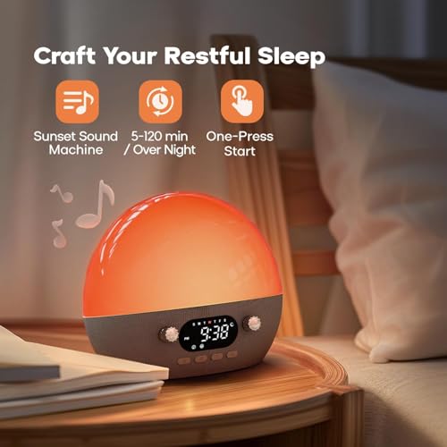 Dekala RestOnn Sunrise Alarm Clock Sunset Sound Machine 7-Day Programmable Loud Dual Alarm Clock, White Noise Natural Sounds for Sleeping Bluetooth Speaker Amber Night Light - Image 4