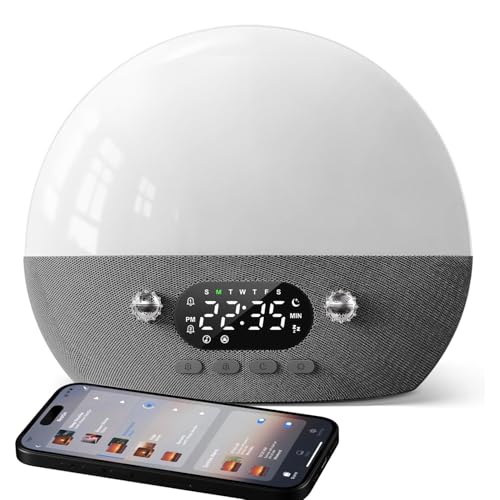 Dekala RestOnn Sunrise Alarm Clock Sunset Sound Machine 7-Day Programmable Loud Dual Alarm Clock, White Noise Natural Sounds for Sleeping Bluetooth Speaker Amber Night Light - Image 1