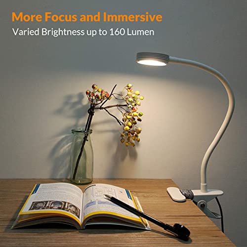 LEPOWER Clip on Light/Reading Lights/Book Light Color Changeable/Night Lights Clip on for Desk, Bed Headboard and Computers, Adapter Included (White) - Image 4