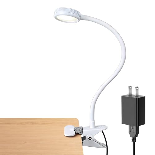 LEPOWER Clip on Light/Reading Lights/Book Light Color Changeable/Night Lights Clip on for Desk, Bed Headboard and Computers, Adapter Included (White) - Image 1