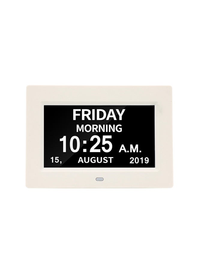 Digital Photo Frame Digital Digital Clock Machine For The Elderly Elderly Alarm Clock Electronic Calendar Clock Medication Reminder Machine-Color:7inch White - Image 1