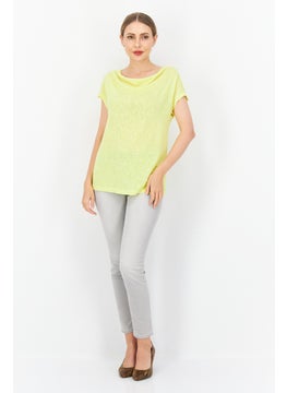 Zero Women Cowl Neck Cap Sleeve Plain Top, Yellow  - Image 4