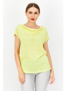 Zero Women Cowl Neck Cap Sleeve Plain Top, Yellow  - Image 1