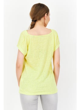 Zero Women Cowl Neck Cap Sleeve Plain Top, Yellow  - Image 3