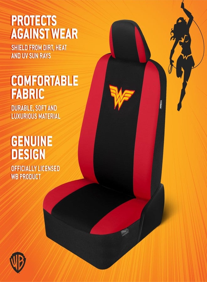 BDK Wonder Woman Car Seat Covers - Full 9 Piece Set - Warner Brothers Polyester Seat Protectors Black & Red - Image 3