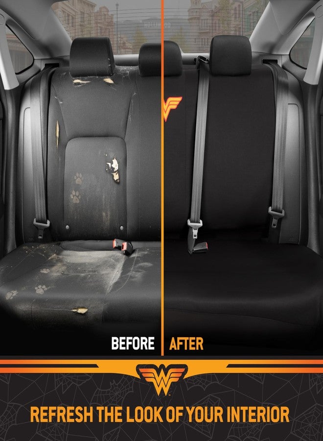 BDK Wonder Woman Car Seat Covers - Full 9 Piece Set - Warner Brothers Polyester Seat Protectors Black & Red - Image 5