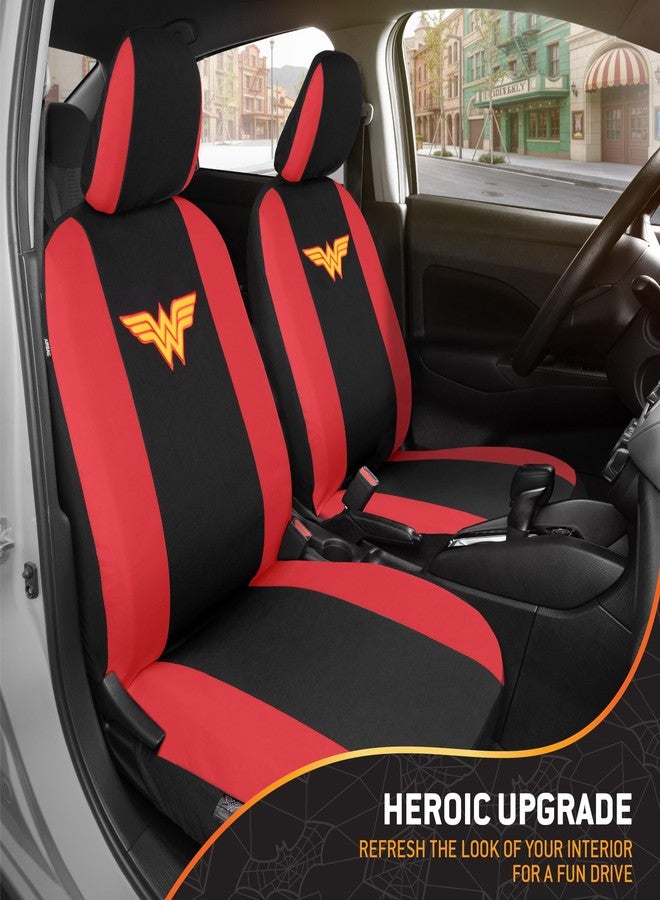 BDK Wonder Woman Car Seat Covers - Full 9 Piece Set - Warner Brothers Polyester Seat Protectors Black & Red - Image 4