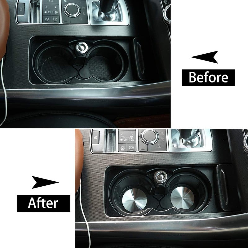 CHEYA Stainless Steel Car Cup Holder Mat Cover Trim for Land Rover Range Rover Sport, Vogue, Discovery Sport, Discovery 4, 5 - Image 2