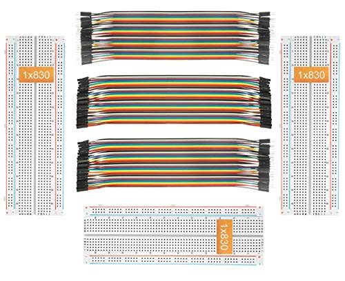 DEYUE 3 Set Standard Jumper Wires Plus 3 Set of Solderless Prototype Breadboard 830 tie Points Breadboard | 3 Set of M/F, M/M, F/F - Each 40pin Electronic Jumpers Wire - Image 1