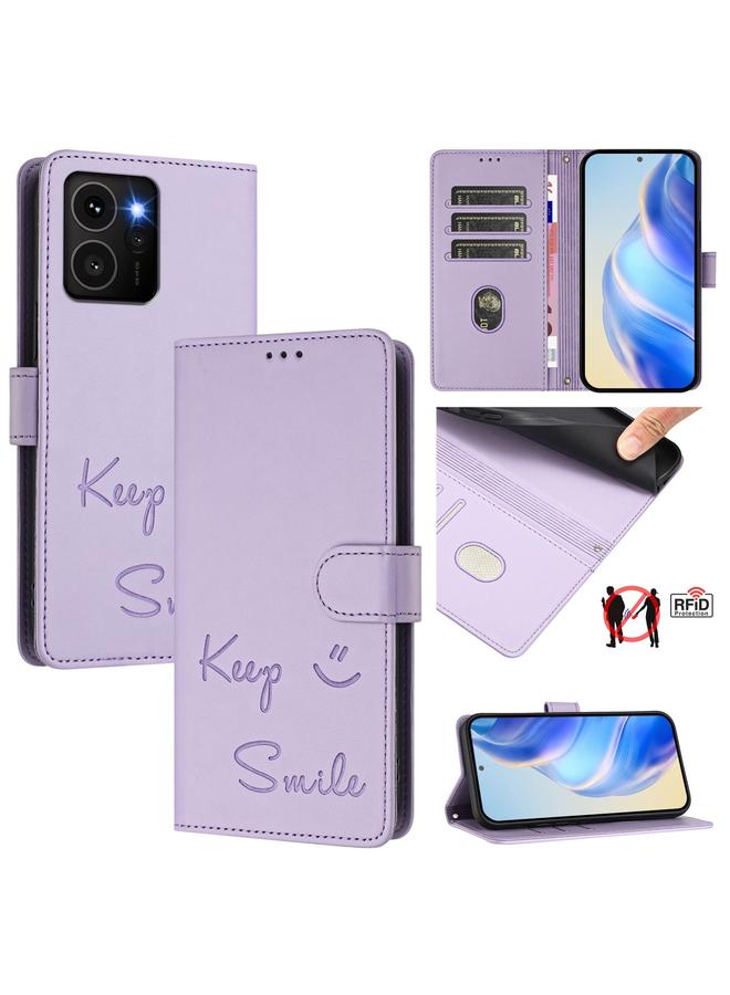 The Bros Phone Case For HMD Skyline Smile Embossing RFID Leather Phone Phone Case - Image 1