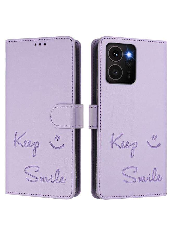 The Bros Phone Case For HMD Skyline Smile Embossing RFID Leather Phone Phone Case - Image 3