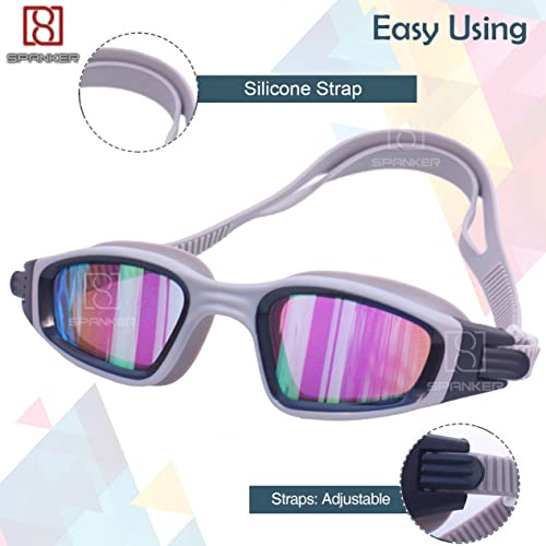 Spanker Professional Anti Fog No Leaking UV Protection Wide View Swim Goggles With Case For Women Men Adult (1 Pc) CL-8388, Grey SSTP - Image 3
