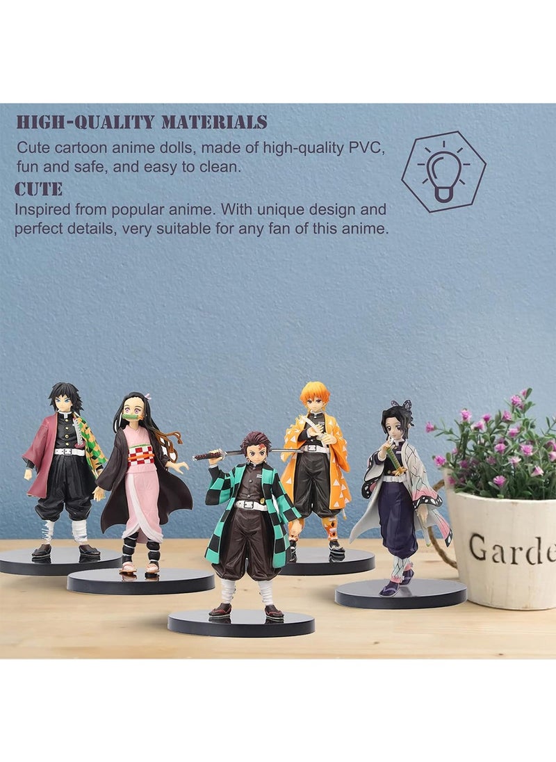 Genérico - 5 Pcs Demon Slayer Anime Figure Model Kimetsu No Yaiba Action Character Doll Toy Collection - Image 1