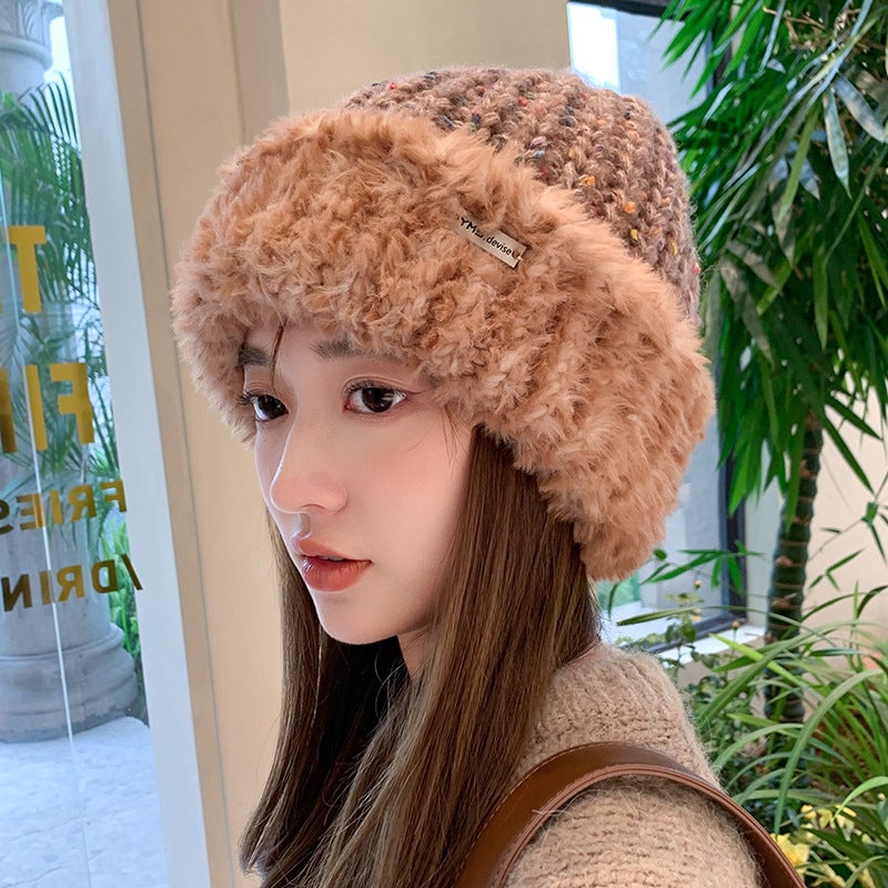 Autumn/winter Knit Hat Womens Korean Style Warm Versatile Ear Protection Face Exposing Small Size Skullies Beanies Wholesale Khaki  - Image 1