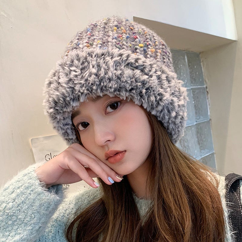Autumn/winter Knit Hat Womens Korean Style Warm Versatile Ear Protection Face Exposing Small Size Skullies Beanies Wholesale Khaki  - Image 2