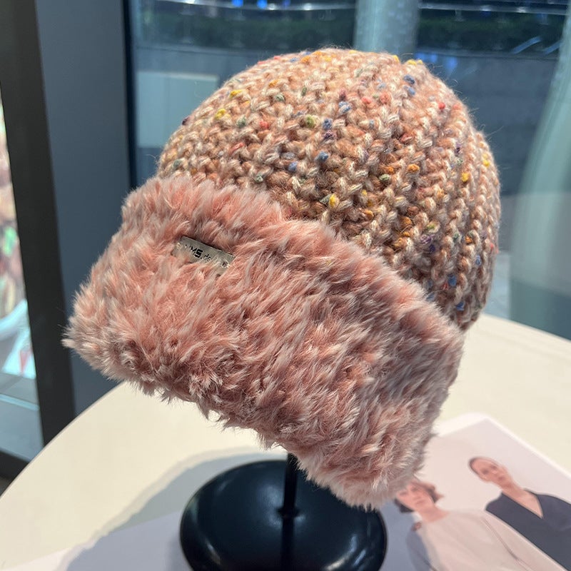 Autumn/winter Knit Hat Womens Korean Style Warm Versatile Ear Protection Face Exposing Small Size Skullies Beanies Wholesale Khaki  - Image 4