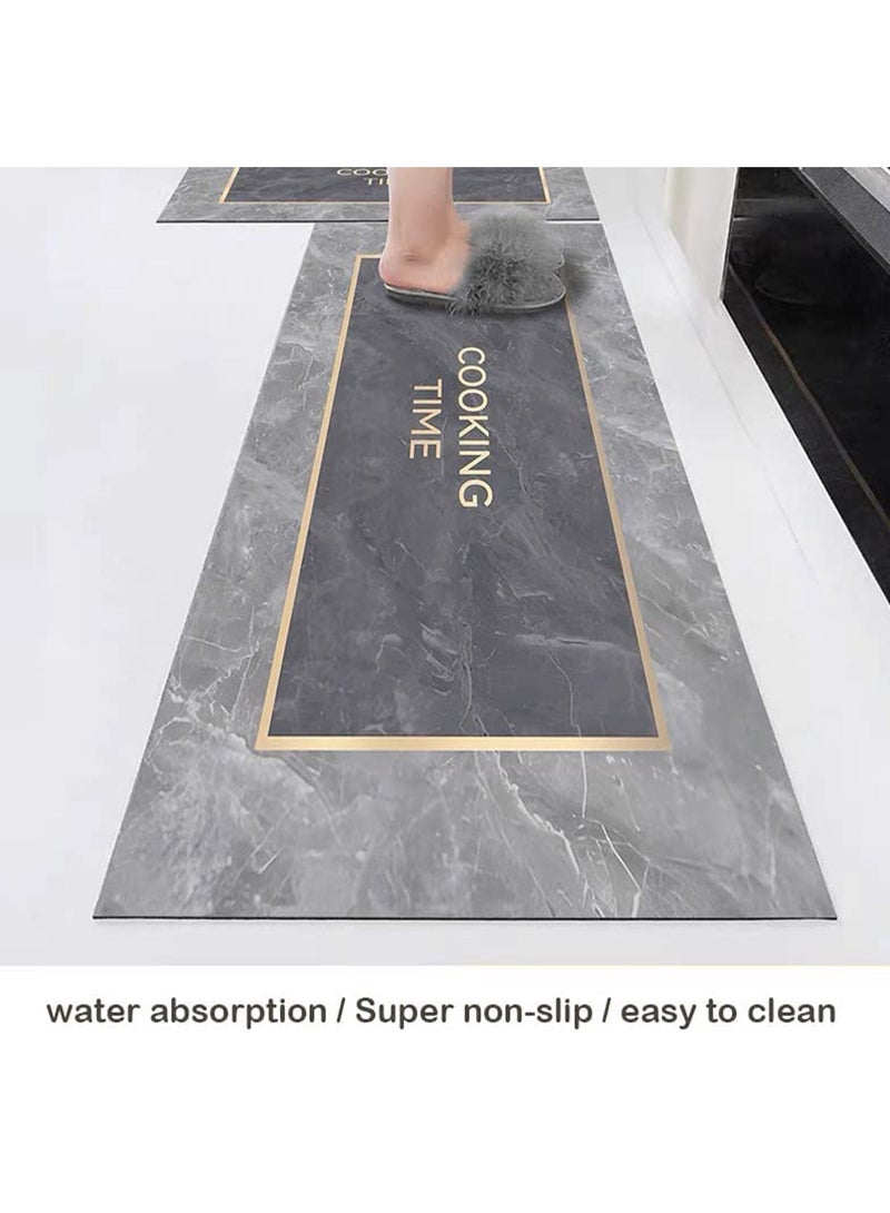 ليموس طقم سجاد وحصائر للمطبخ مكون من قطعتين ، سجاد مطبخ ماص من البوليستر مانع للانزلاق ، سجاد أرضي مقاوم للانزلاق ، قابل للغسل في الغسالة ، غرفة طعام ، مجموعة سجادة مدخل وباب (150 × 45 سم + 70 × 45 سم) - Image 2