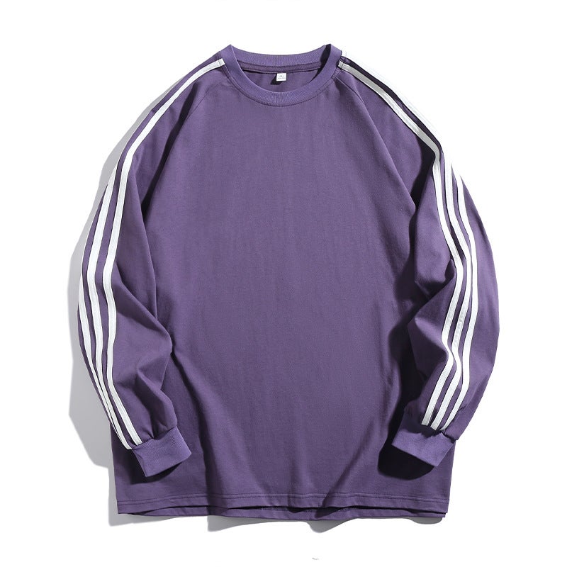 Vintage Colorblock Crewneck Sweatshirt for Men Purple  - Image 1