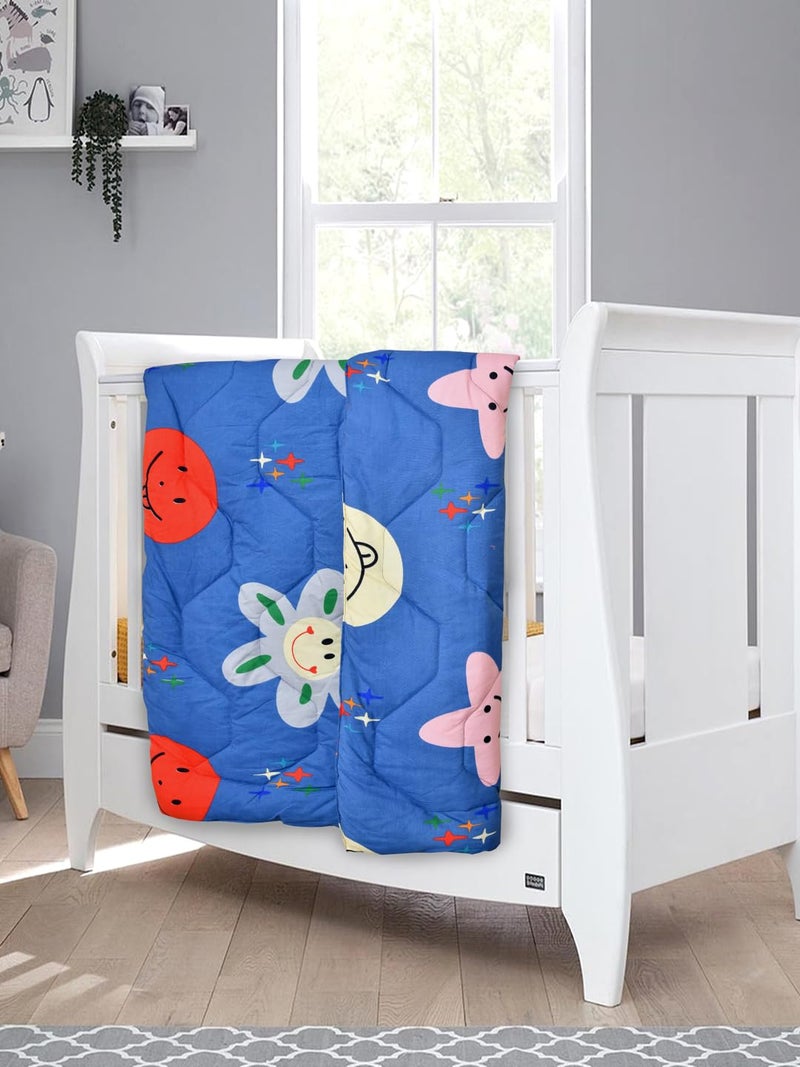 Clasiko Babies & Kids All Season Reversible Comforter; 200 GSM; 0-8 Years; Size - 45x60 Inches; Blue Smileys - Image 2