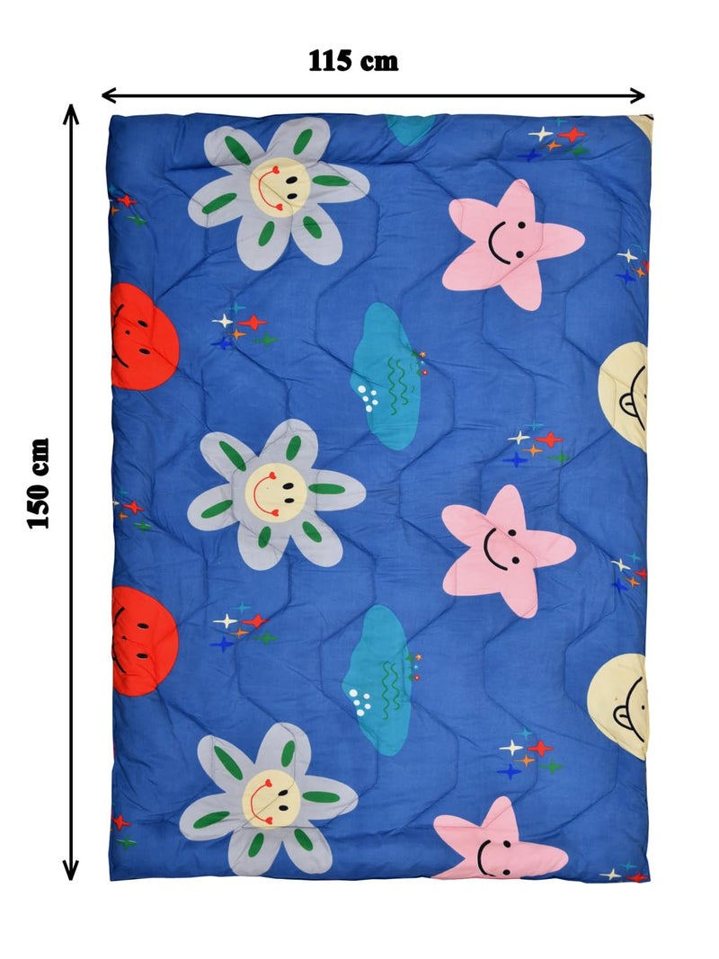 Clasiko Babies & Kids All Season Reversible Comforter; 200 GSM; 0-8 Years; Size - 45x60 Inches; Blue Smileys - Image 4