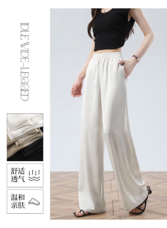 Hstyle Acetate-imitation Textured Wide-leg Pants For Women - 2025 Summer Thin & Breathable Versatile Comfortable Casual Trousers - Image 1