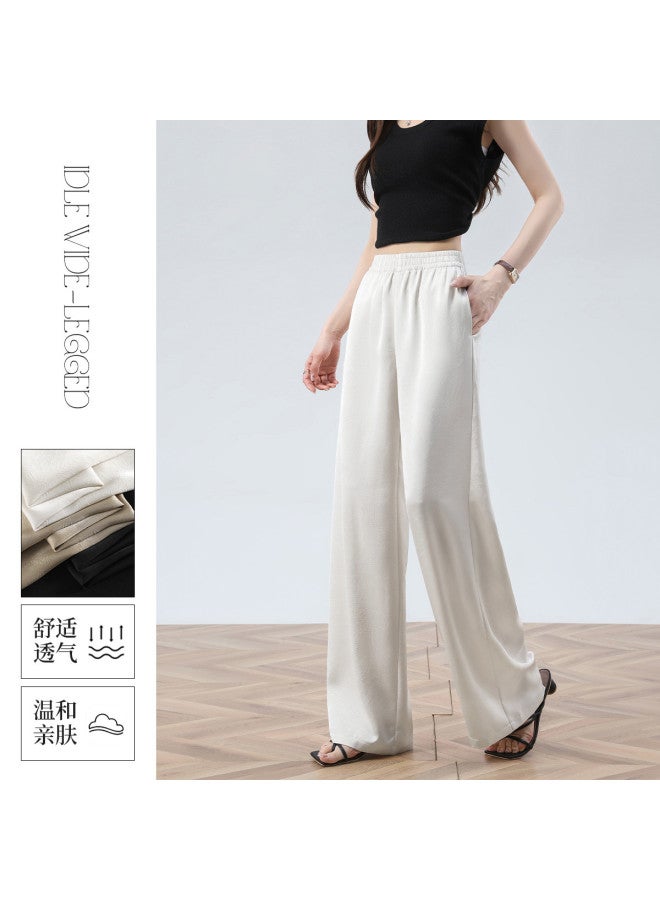 Hstyle Acetate-imitation Textured Wide-leg Pants For Women - 2025 Summer Thin & Breathable Versatile Comfortable Casual Trousers - Image 2