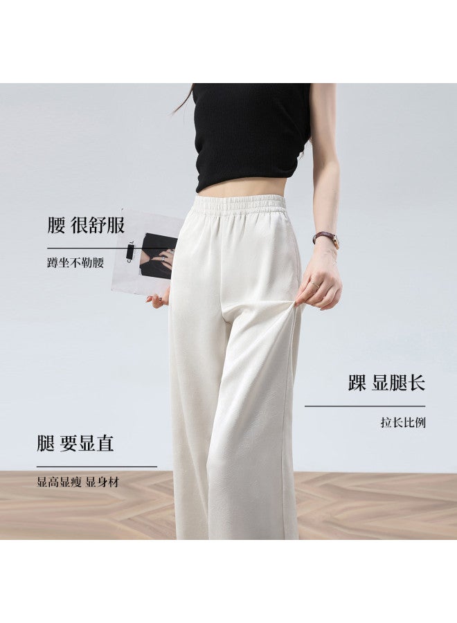 Hstyle Acetate-imitation Textured Wide-leg Pants For Women - 2025 Summer Thin & Breathable Versatile Comfortable Casual Trousers - Image 4
