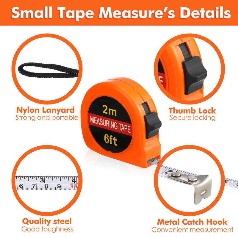 Copkim 50 Pcs Small Tape Measure Keychain Valentine's Day Mens Gifts Bulk Mini Measuring Tape Retractable 6ft 2m, Metric and Inch, Retractable Handy Pocket for Daily Use Prizes Rewards for School - Image 3