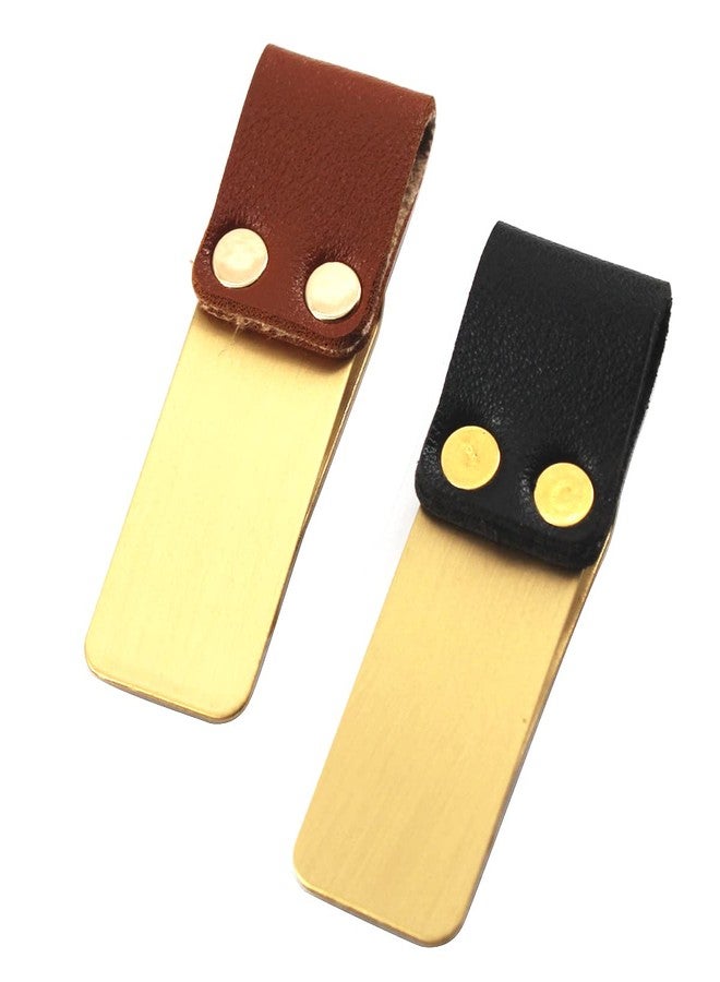 Medifier Gold Travelers Notebook Brass Clip Pen Holder Black Brown Leather Pen Loop Metal Money Clip Pack of 4 - Image 4