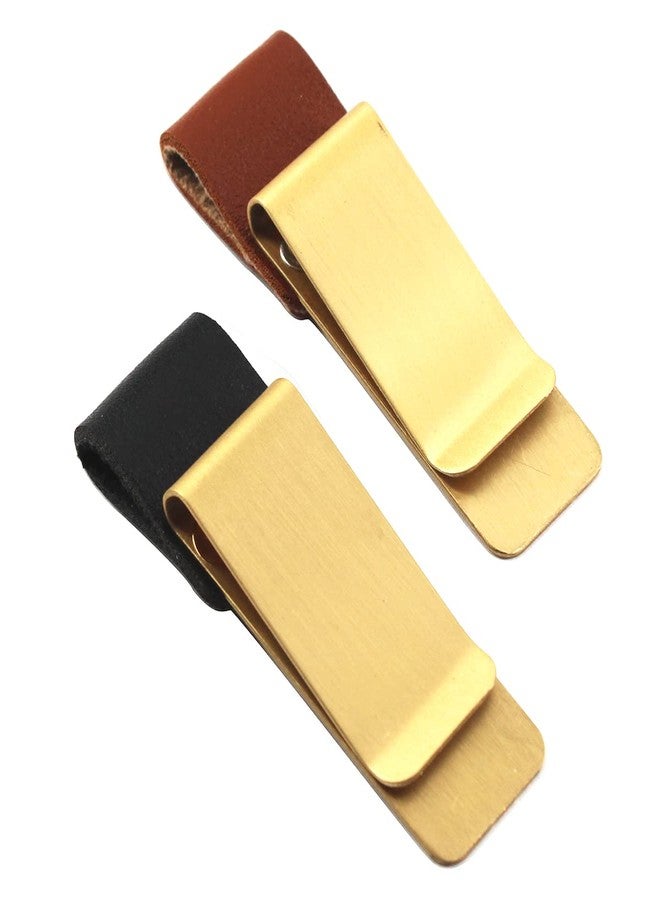 Medifier Gold Travelers Notebook Brass Clip Pen Holder Black Brown Leather Pen Loop Metal Money Clip Pack of 4 - Image 3