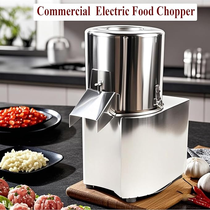 SHILINTONG Commercial Electric Food Processor 550W Heavy Duty Vegetable Chopper Machine Stainless Steel Body & Blades 120Kg/H High Capacity for Restaurant & Kitchen Use (110V) - Image 2