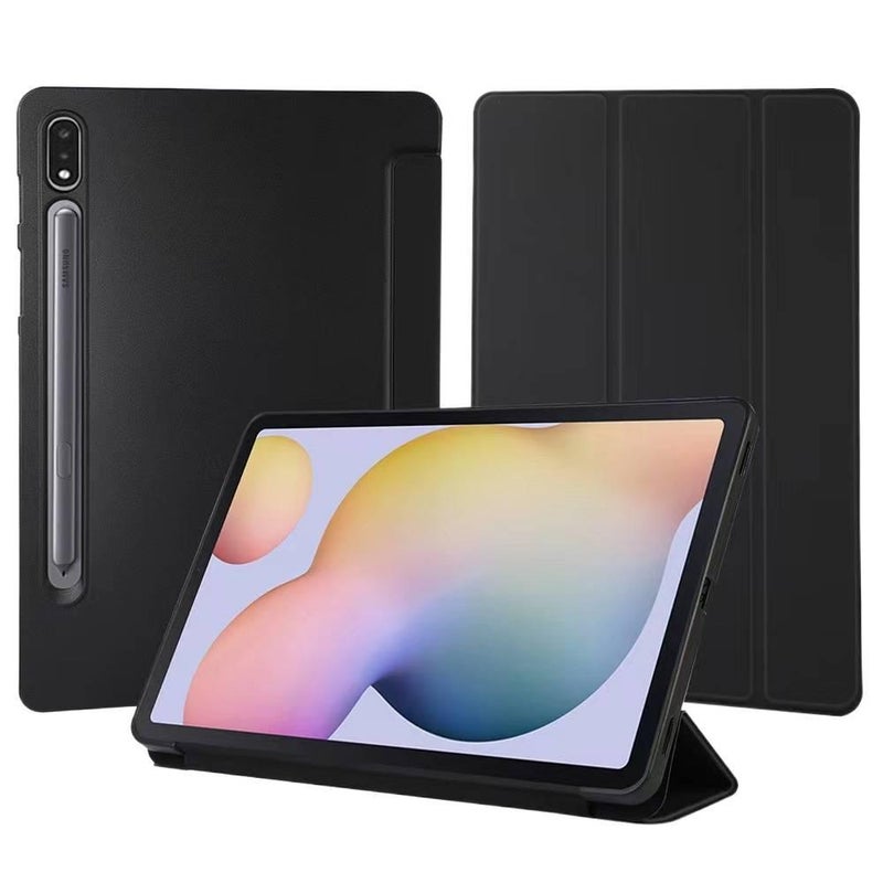 Black Samsung Tab Folio Case Compatible with Multiple Samsung Tab Models with Protective Cover Stand Function and Daily Tablet Carry - AuraLuxe - Image 1