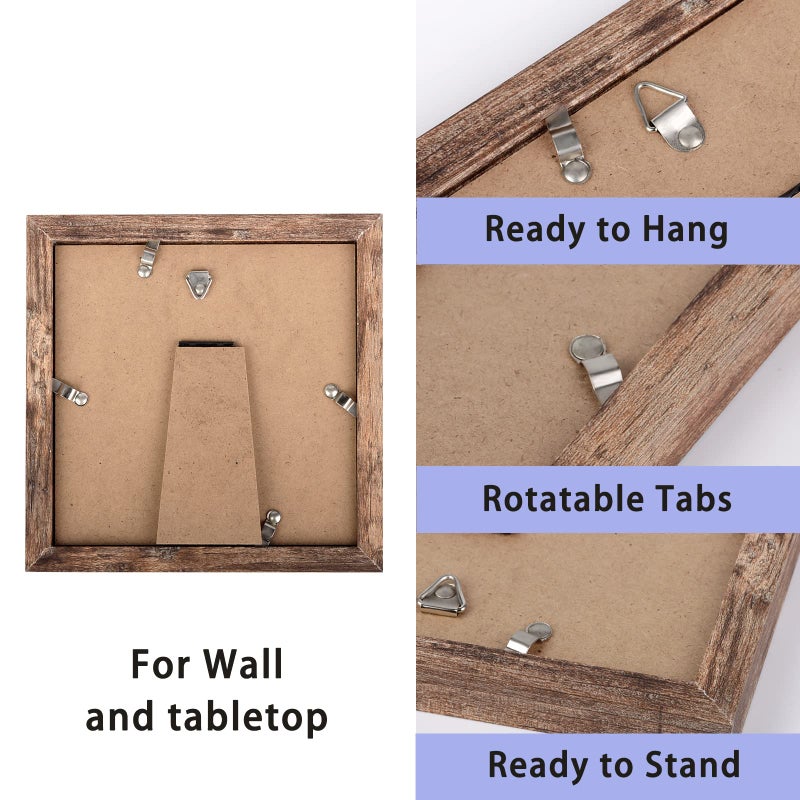 Toforevo Picture Frames 6X6 Set Of 2 Rustic Wood Grain Photo Frame For Gallery Wall Mounting Or Tabletop Display - Image 4