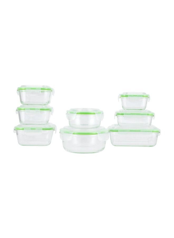 ALBERTO - Glass Container Set - 16 Pcs - 1X1000Ml & 1X400Ml Rectangular W/Lids, 1X800Ml & 2X500Ml & 1X300Ml Square W/Lids, 1 - Image 1