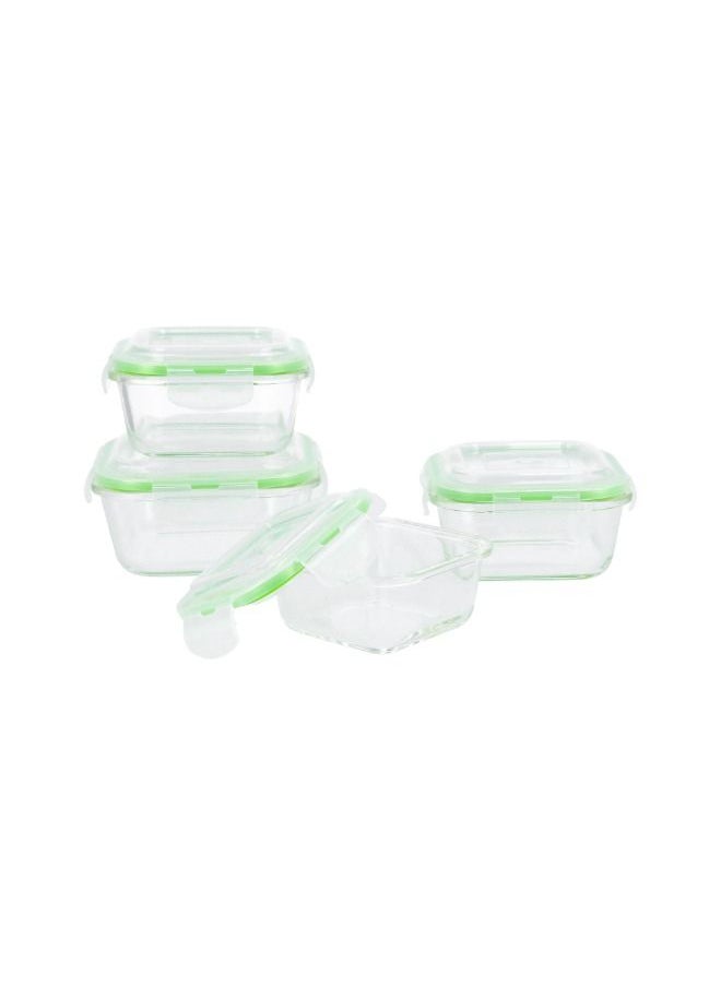 ALBERTO - Glass Container Set - 16 Pcs - 1X1000Ml & 1X400Ml Rectangular W/Lids, 1X800Ml & 2X500Ml & 1X300Ml Square W/Lids, 1 - Image 1
